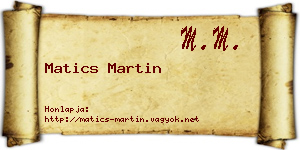 Matics Martin névjegykártya