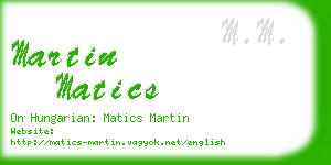 martin matics business card